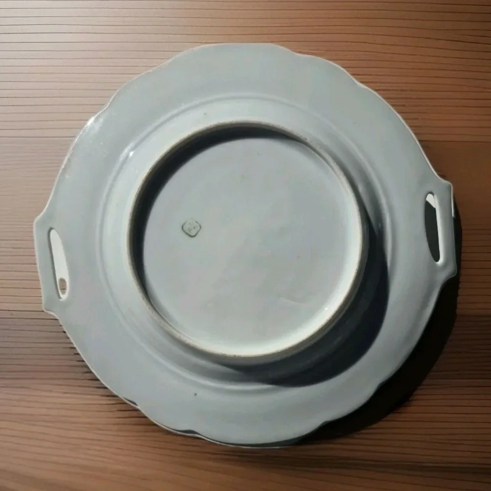 BSM Platter Brother Schwalb Merklin Austria Bohemia Scalloped Blue Rim Plate